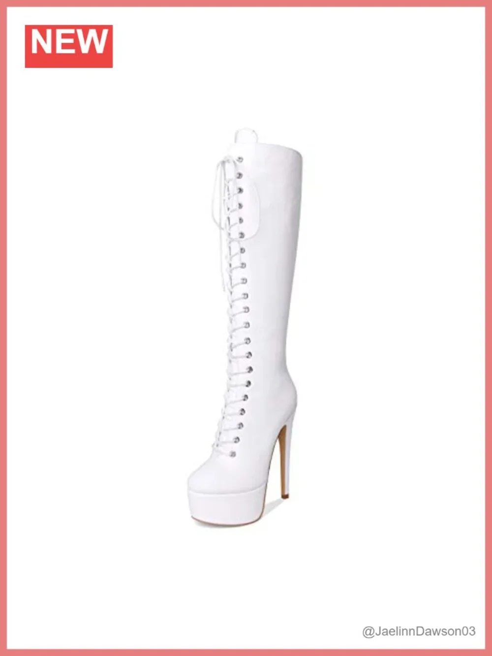 Women's Platform Lace Up Stiletto High Heels Knee High Boots